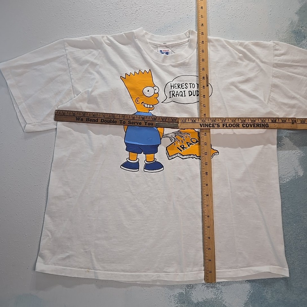 VTG Bart Simpson Mens XL Gulf War Boot‎ DIY T Shirt White Iraq Single Stitch USA - Picture 3 of 10